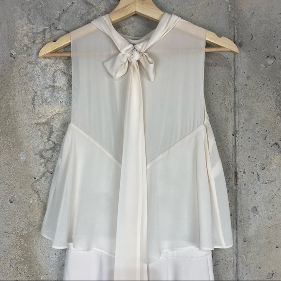 Reiss ivory off white sleeveless jumpsuit loose flowy sheer top xs 0 - Picture 2 of 9